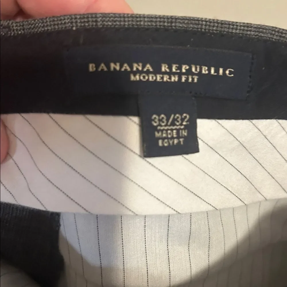 Banana Republic Modern Fit Micro Plaid Wool Blend Dress Pants 33x32 Flat Front